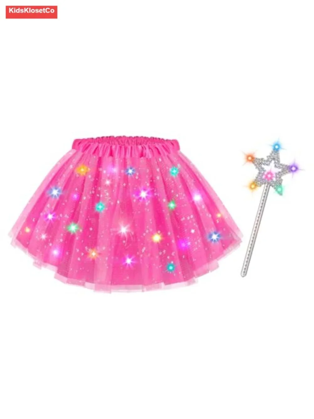 Girls Light Up Tutu Skirt & LED Star Wand Halloween Costume Set